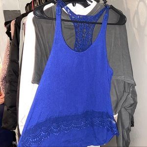 Cobalt blue active USA Razorback high low tank top